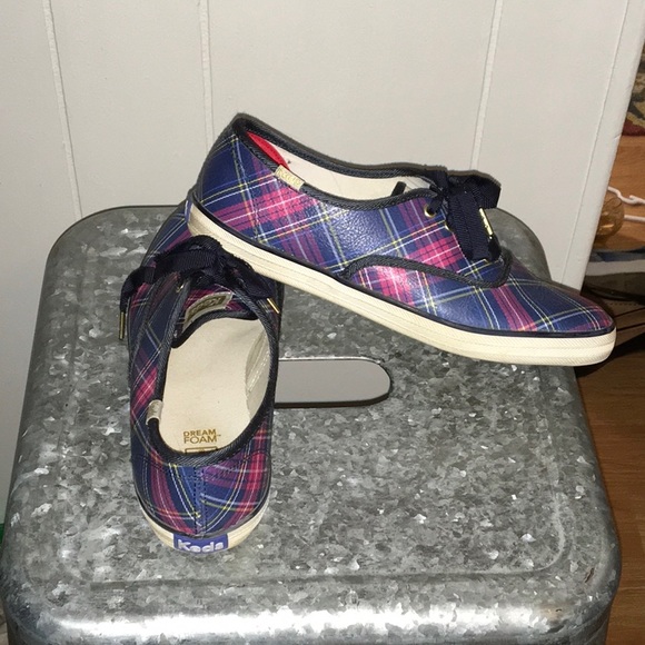 Keds Shoes - Keds Plaid Sneakers in Navy, Pink, and White
